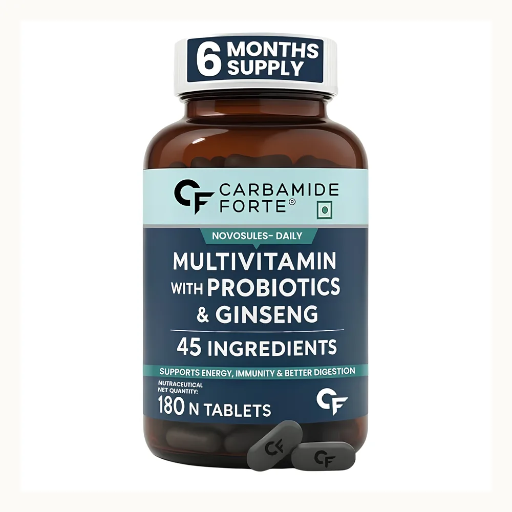 قرص مولتی ویتامین با پروبیوتیک و جینسینگ کاربامید فورته (Carbamide Forte) 45 نوع ترکیب | عطاری صفا